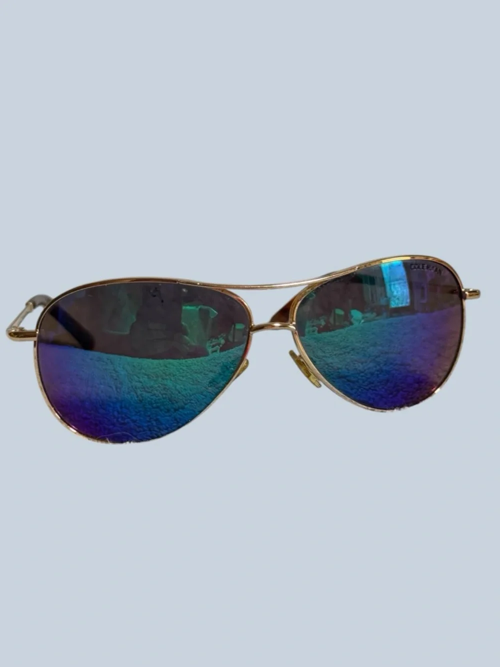 Unisex Aviator Sunglasses with Blue-Green Mirrored Lenses